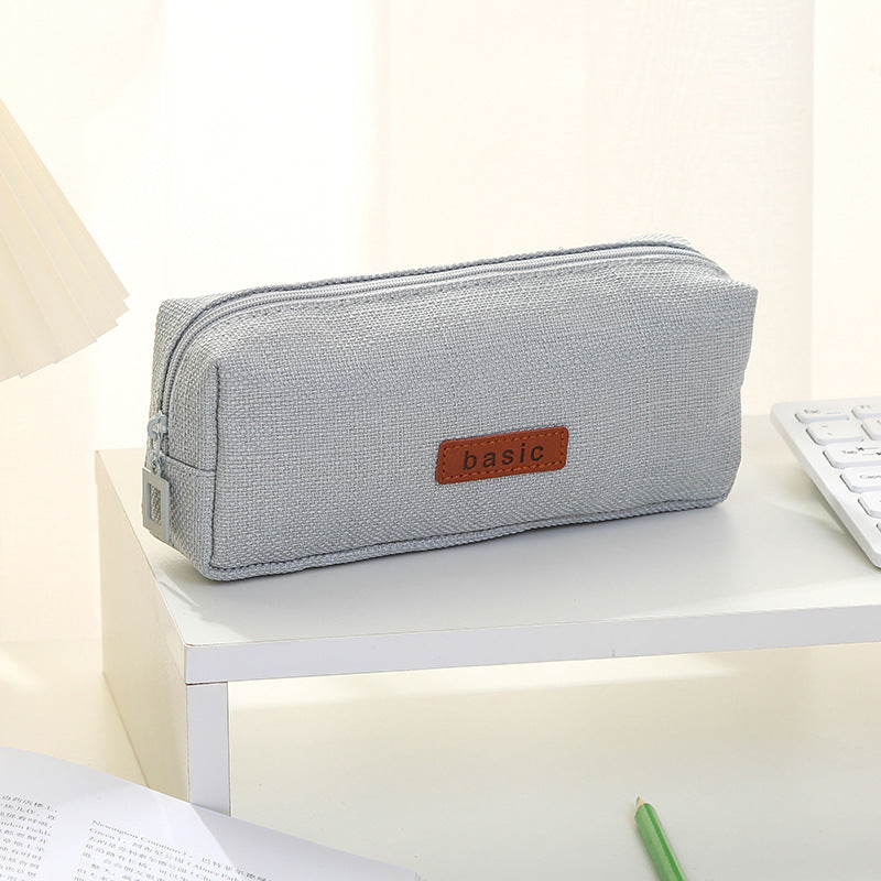 Solid Color Linen Canvas Pencil Case