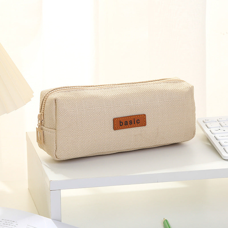 Solid Color Linen Canvas Pencil Case