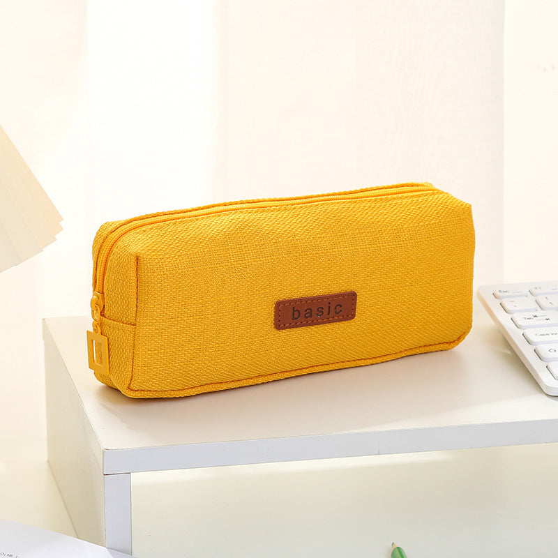 Solid Color Linen Canvas Pencil Case