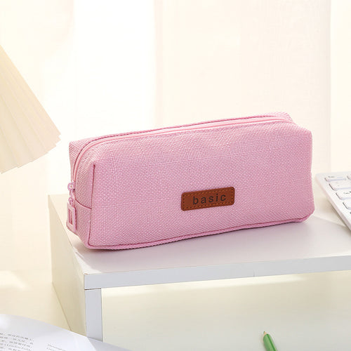 Solid Color Linen Canvas Pencil Case
