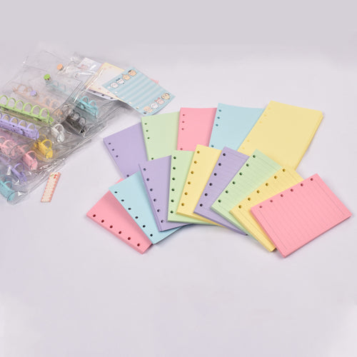 A7 6-Hole Refill Paper, Macaron Color Blank & Lined Inserts for A7 6 Ring Binder Journal