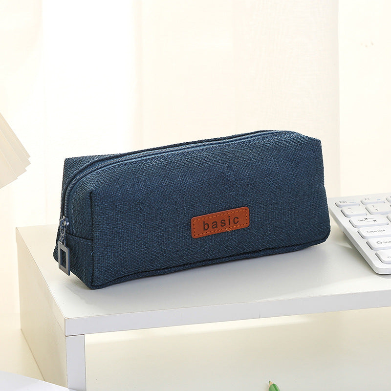 Solid Color Linen Canvas Pencil Case