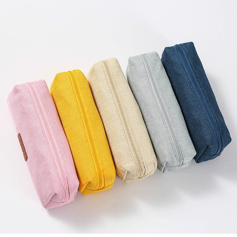 Solid Color Linen Canvas Pencil Case